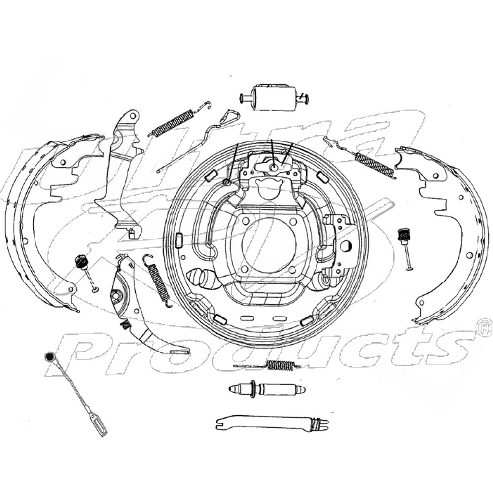 FRN452LK5 - P42 LH Rear Brake Backing Plate Asm w/ Shoes (JB8)