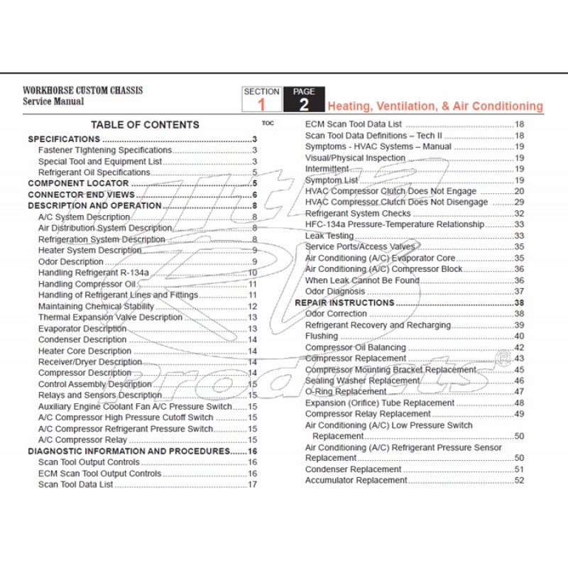 20052007 Workhorse LF72 HVAC Service Manual Download Workhorse Parts