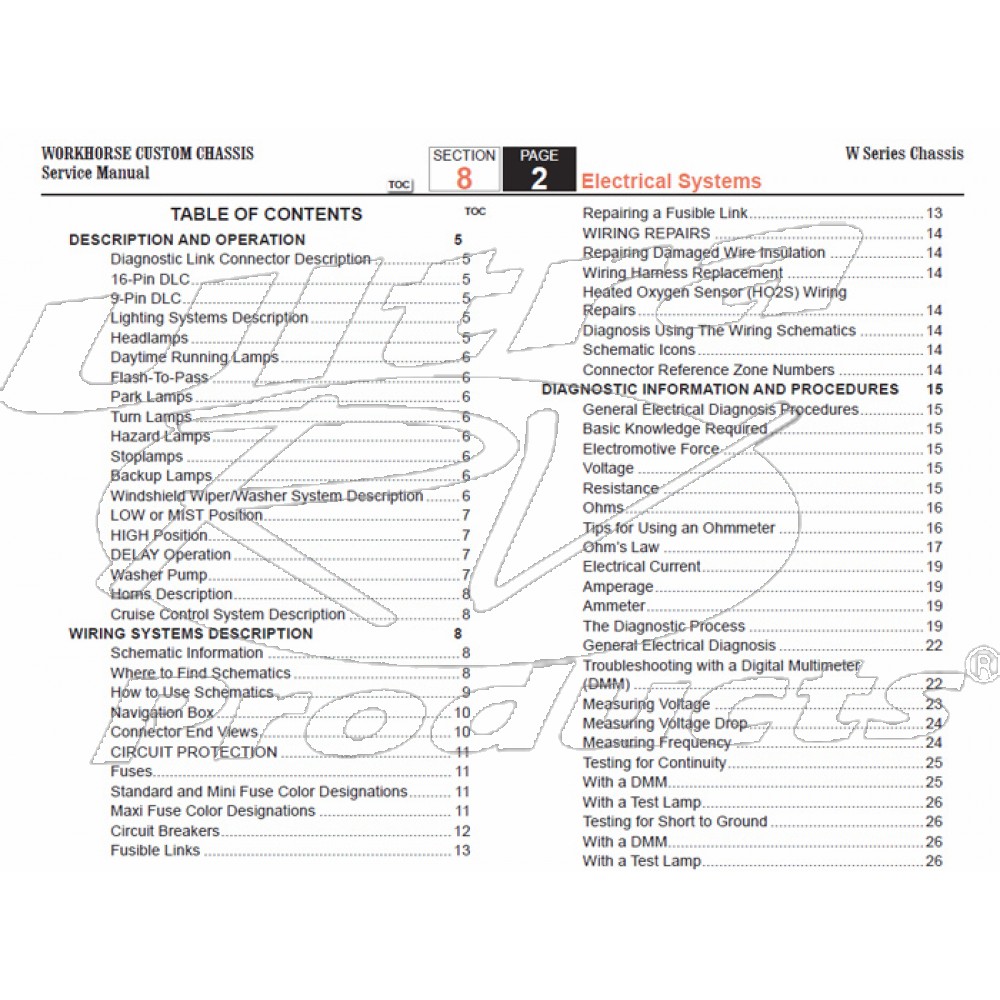 2007 Workhorse W-Series Electrical Systems Service Manual Download