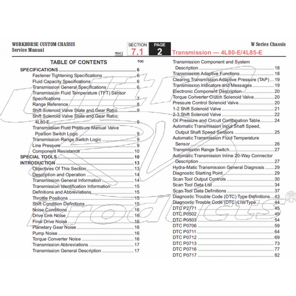 2006 Workhorse W-Series Hydra-Matic (4L80-E & 4L85-E) Transmission Service Manual Download