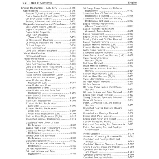 1998 Chevrolet P Series 5.7L V8 Engine Mechanical, Cooling and Exhaust Service Manual Download