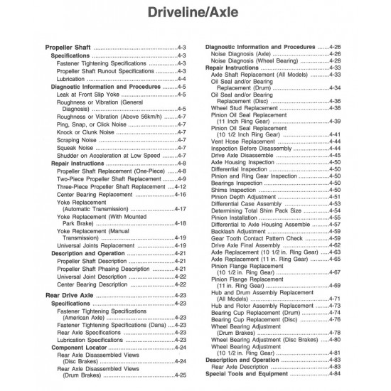 1998 Chevrolet P Series Suspension and Rear Axle/Driveline Service Manual Download