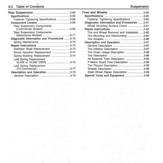 1998 Chevrolet P Series Suspension and Rear Axle/Driveline Service Manual Download