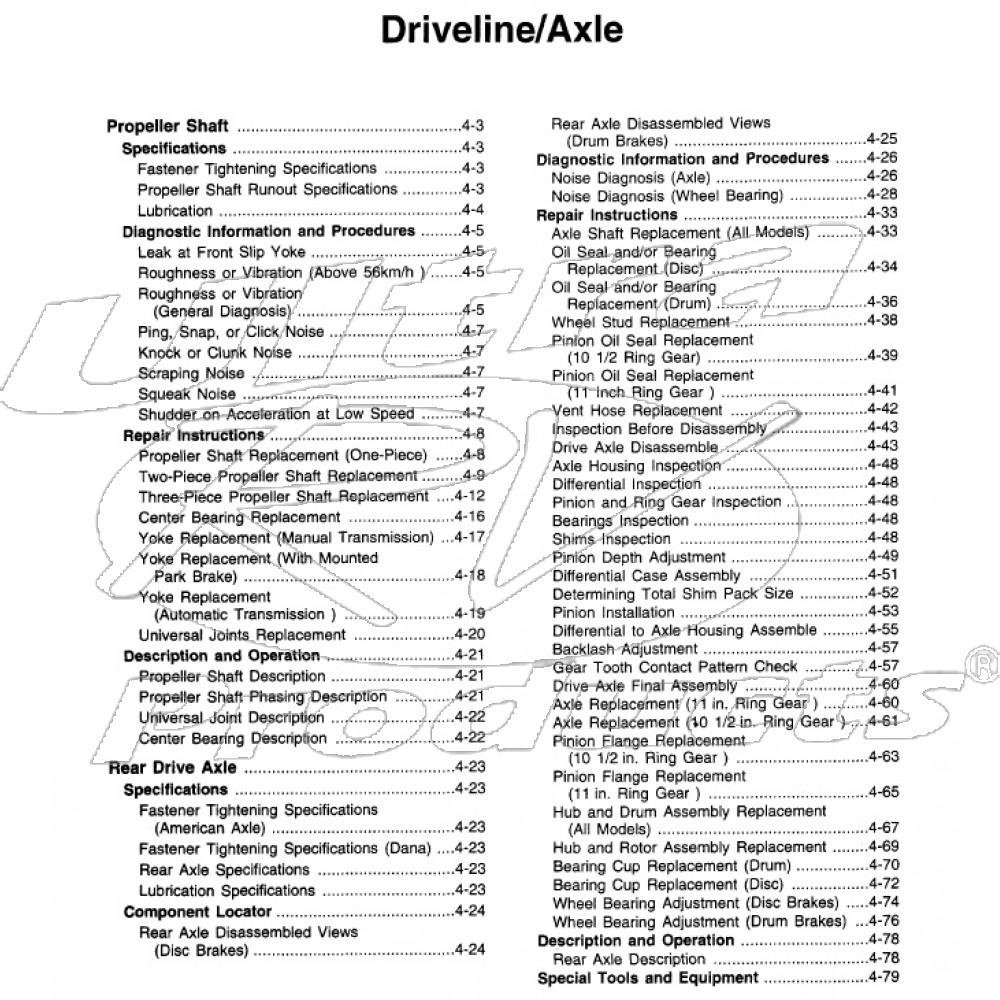 1999-2003 Workhorse Driveline And Axle Service Manual Download