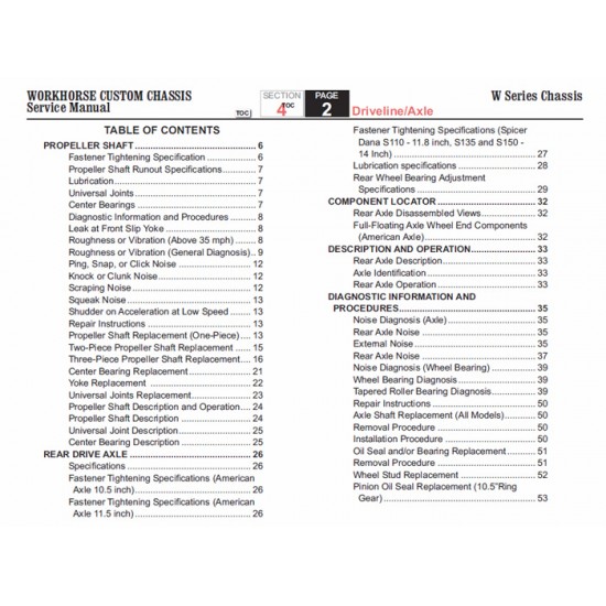 2007-2009 Workhorse W-Series Driveline & Axle Service Manual Download 2007-2009 Workhorse W-Series Driveline & Axle Service Manual Download