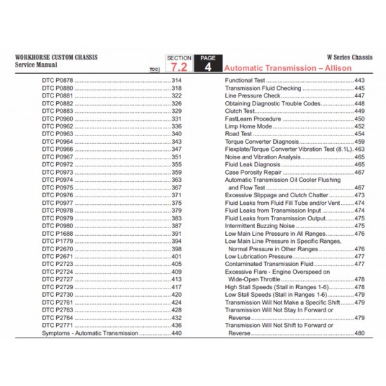 2007-2009 Workhorse W-Series Allison Transmission Service Manual Download 2007-2009 Workhorse W-Series Allison Transmission Service Manual Download