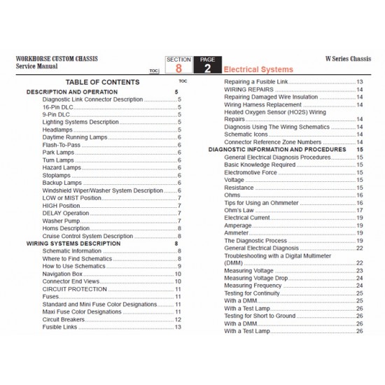 2007-2009 Workhorse W-Series Electrical Systems Service Manual Download 2007-2009 Workhorse W-Series Electrical Systems Service Manual Download