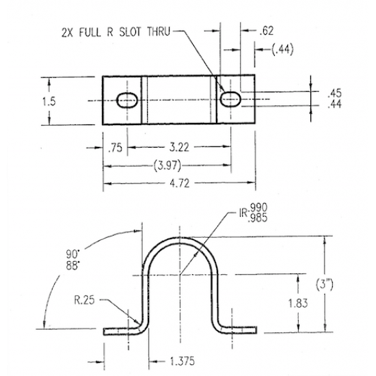 B140 - 2" Id - 3 1/4" Center To Center Width Anti Sway Bar Bracket B140 - 2" Id - 3 1/4" Center To Center Width Anti Sway Bar Bracket