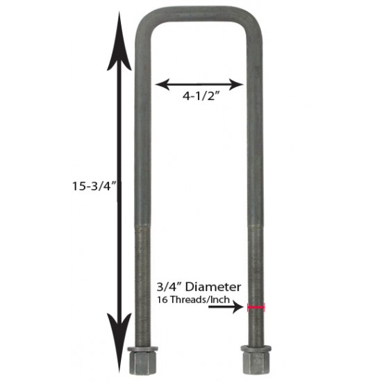 590050-00 - Ford F53 Extended U-Bolt Kit for Roadmaster Anti-Sway Bar *Square Top*