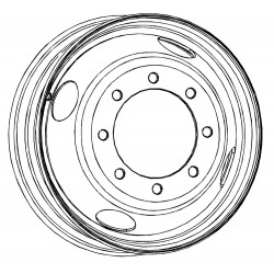 W0000020  -  Wheel Asm - 22.5 X 6.75 Offset 5.7, 8 Hole, Gray