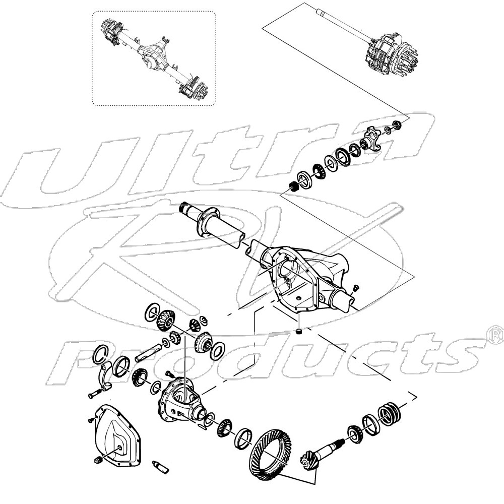 W0007318 - Axle Asm - Rear (4.63 Ratio) (dana 80) (drw) (68mm 