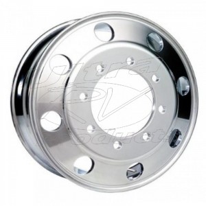 W0009566  -  Front Wheel - Aluminum, 22.5 x 7.5, Offset 6.28, 8 Hole (Outside Polished)