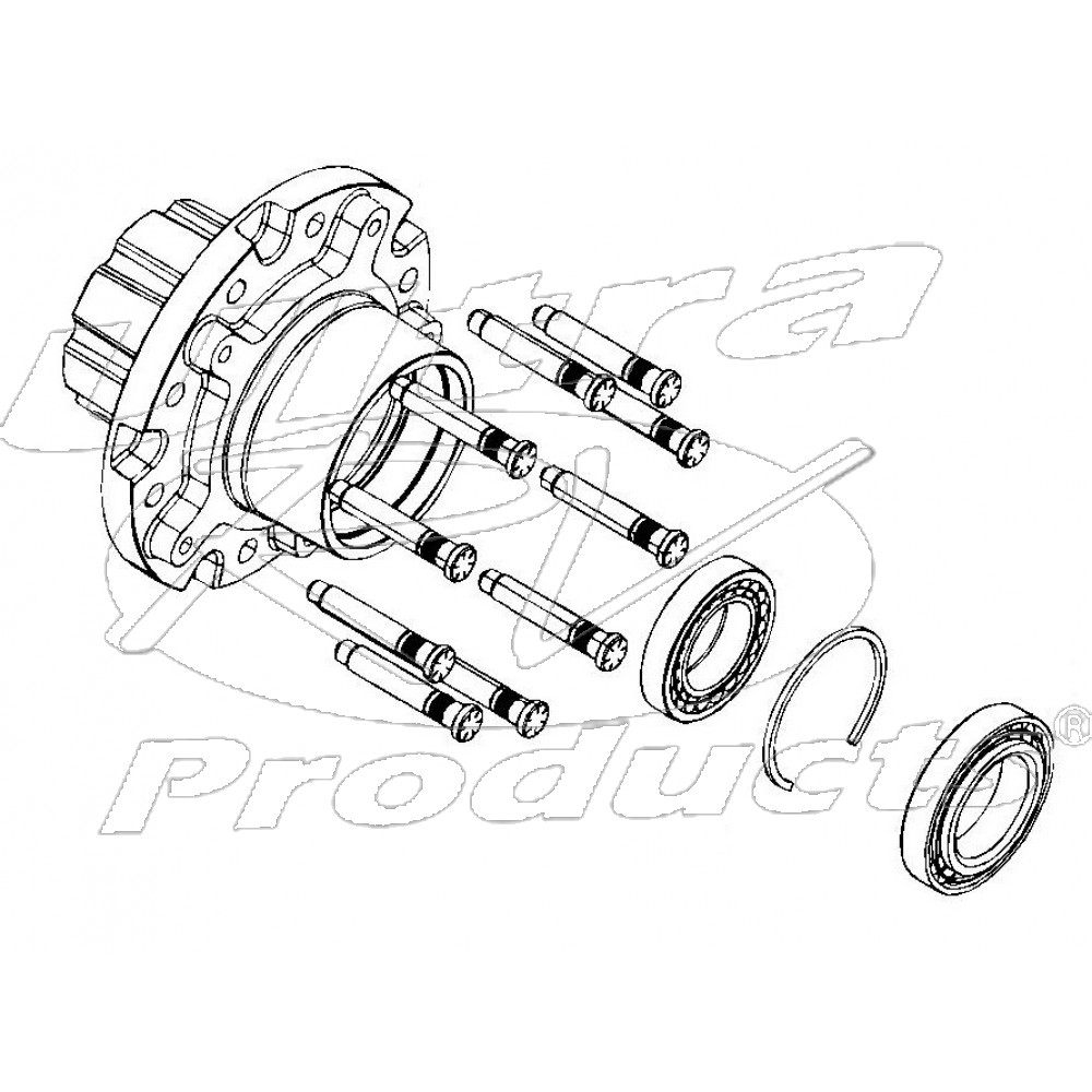 W8003806 - Rear Wheel Hub Assembly With Wheel Studs, Both Bearings, Circlip (JM6 & DRW - R05)