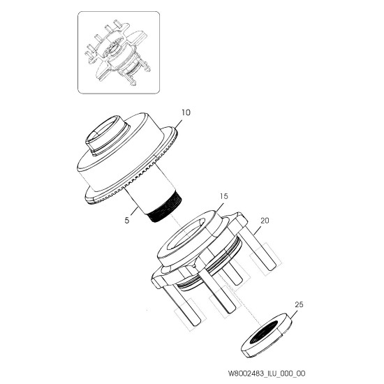 W8002483 - Hub & Spindle Assembly (JM6 Brake Code) W8002483 - Hub & Spindle Assembly (JM6 Brake Code)