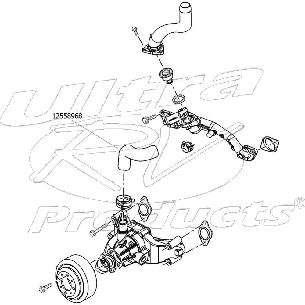 12558968 8 1l Waterpump Bypass Hose Workhorse Parts
