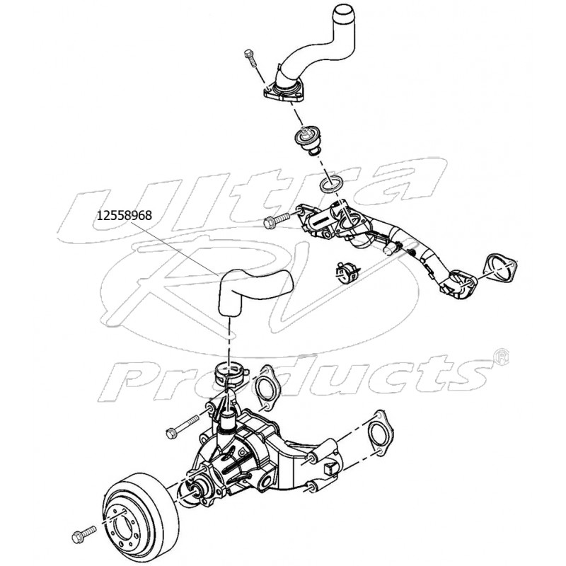 12558968 - 8.1l Waterpump Bypass Hose - Workhorse Parts 2006 gmc 60 belt diagram 