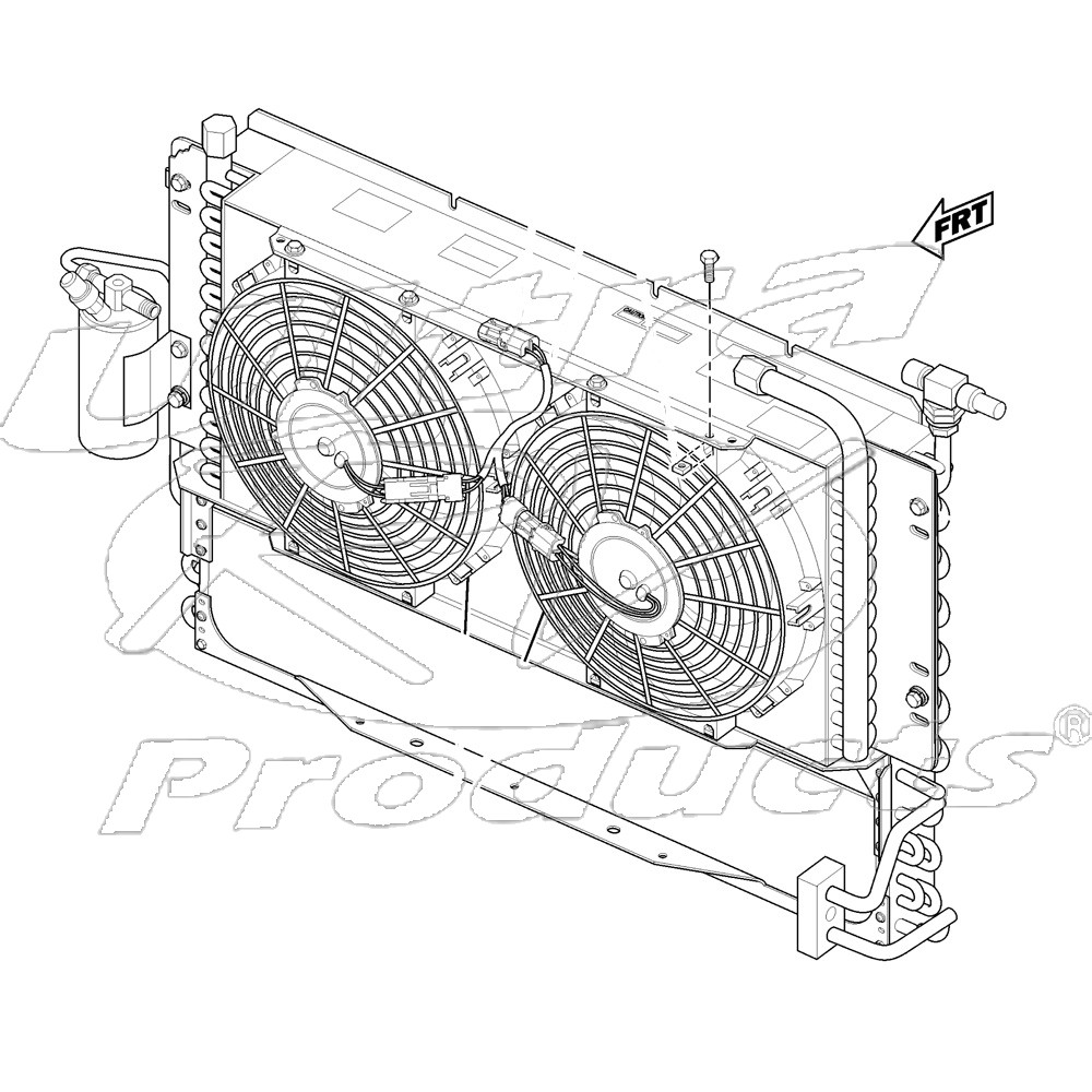 W0006533 -  A/C Condenser, Receiver Dryer, Twin Electric Fan & Engine/Trans Cooler Asm