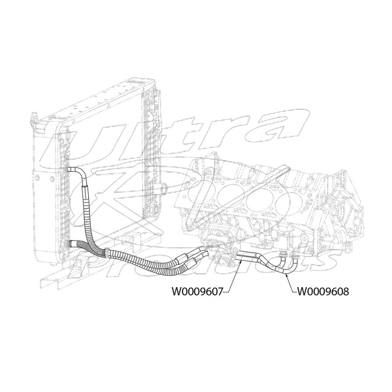 W0009607 Hose Asm Engine Oil Cooler Outlet, Engine Inlet
