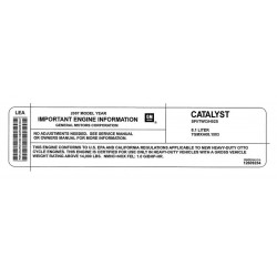 12609234  -  Label - Vehicle Emmissions Control Information