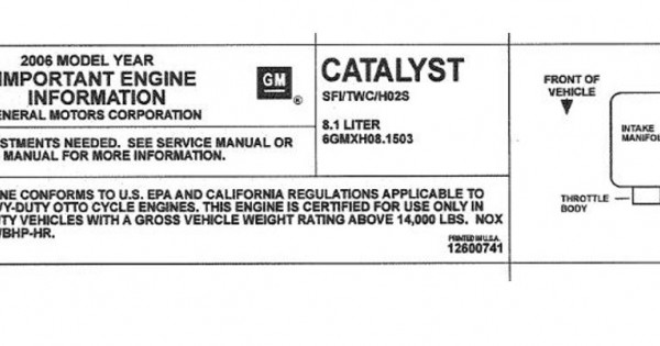 12600741 - Label - Vehicle Emissions Control Inform - Workhorse Parts