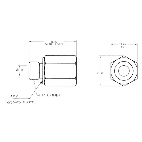 W0009669 - Adapter - PS Pump, Straight (M18x1.5 to 08 Quick-Loc) W0009669 - Adapter - PS Pump, Straight (M18x1.5 to 08 Quick-Loc)
