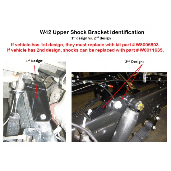 W8005803 - Kit - W42 Front Upper Shock Bracket Upgrade (With Shocks) W8005803 - Kit - W42 Front Upper Shock Bracket Upgrade (With Shocks)