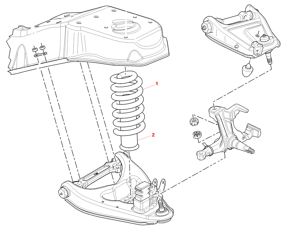 19962000 P32 Chassis Parts Index > FRONT SPRING ASSEMBLY